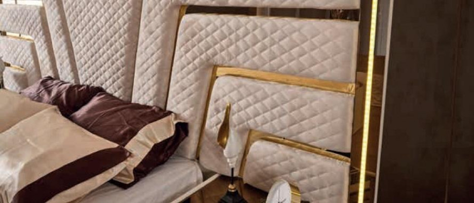 Verlicht bedontwerp Tweepersoonsbed Luxe bedden Bekleed slaapkamer