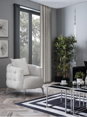 Ronde fauteuil gestoffeerde bank relax wachtkamer kantoor praktijk hotel