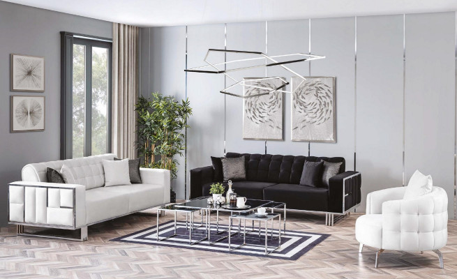 Driepersoons bankbank meubilair inrichting banken banken zwart bekleding