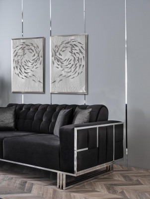 Driepersoons bankbank meubilair inrichting banken banken zwart bekleding