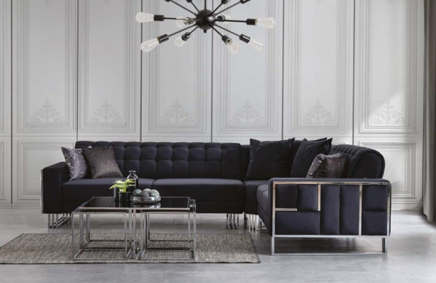 Luxe hoekbank van textiel stoffering Meubels hoekbank met metalen elementen Bank Sofa