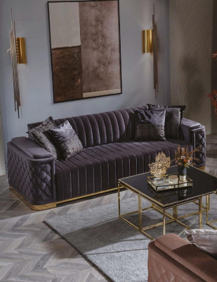 Chesterfield Bankstel Bank Bekleding Set 3-Delig. Bankstellen Fluweel
