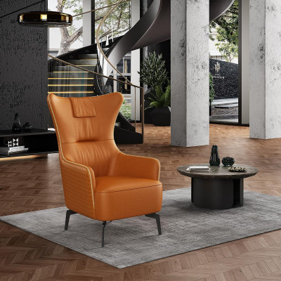 Oranje leren fauteuil 76 x 80 cm Luxe ontwerp meubilair