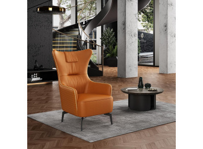 Oranje leren fauteuil 76 x 80 cm Luxe ontwerp meubilair