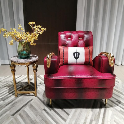 Fauteuil Ontwerp Slag Relax Club Lounge Stoel Bekleding Stof Leer