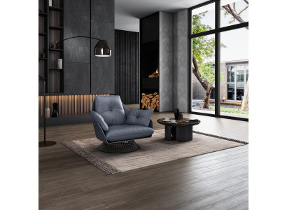 Fauteuil Ontwerp Grijs Metaal Relax Club Lounge Eenpersoons Gestoffeerd Stof Leer