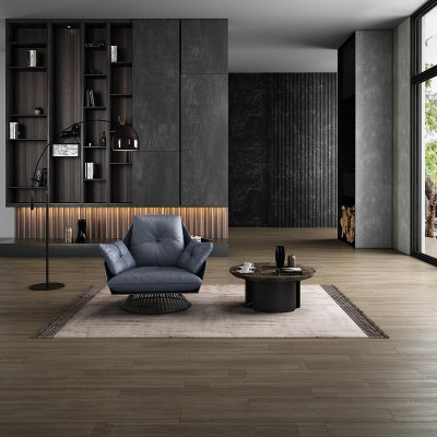 Fauteuil Ontwerp Grijs Metaal Relax Club Lounge Eenpersoons Gestoffeerd Stof Leer