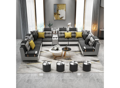 Leren bank Hoekbank U-vorm Moderne bank Leren hoekbank Bekleding  Leren bank Hoekbank U-vorm Moderne bank Leren hoekbank Bekleding