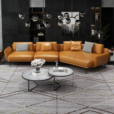 Hoekbank Bank L-vorm Leren bank Bank Woonlandschap Set Trapezium Moderne banken