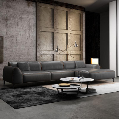 Woonlandschap Bank Bekleding Stof Leder Stof Zitgroep Hoekbank L-vormig