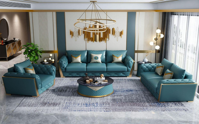 Sofaset 3+2 zits woongebied bank bank bekleding set banken leer