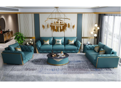 Sofaset 3+2 zits woongebied bank bank bekleding set banken leer