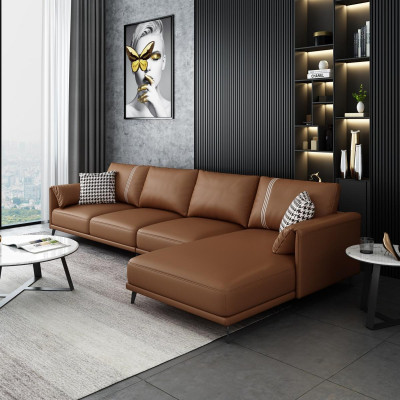 Hoogwaardige hoekbank woonlandschap hoekbank L-vorm lederen bankstel bank nieuw.