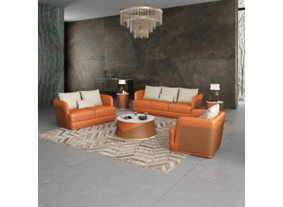 Luxe bankstel design bank gestoffeerde moderne bankstellen 3-zits driezits oranje groot xxl