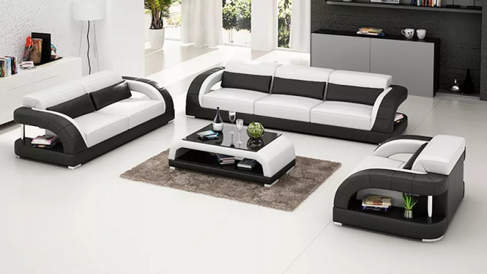 Woonlandschap bankstel 3+2+1 zits Designer bankstel Leren bankstel Moderne bankstel
