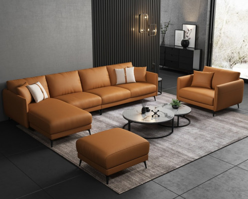 Woonlandschap set Ontwerp Modern Bankstel Moderne Hoekbank Leren Bank Nieuw