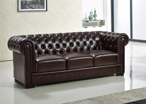 Dries zits bank bekleding ontwerp sofa moderne 3-zits banken chesterfield bruin