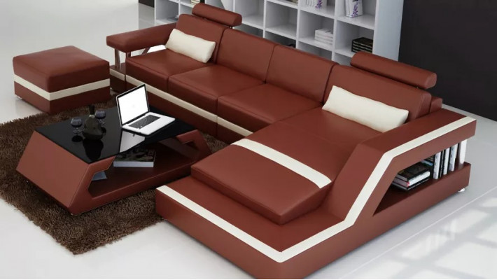 Leren hoekbank L-vorm Moderne bank Leren hoekbank Bekleding