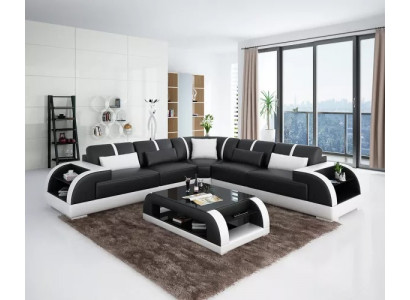 Ontwerp Moderne hoekbank woonkamer meubels Leren hoekbank met bekleding Bank