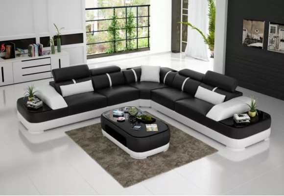 Woonkamer hoekbank Design hoekbank Moderne leren bekleding Bankstel