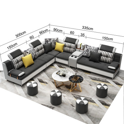 Hoekbank L-vorm Moderne bank Leren bank Kussen woonlandschap Design Bankstel Nieuw