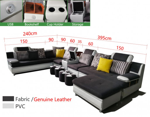 Hoekbank L-vorm Moderne bank Leren bank Kussen woonlandschap Design Bankstel Nieuw