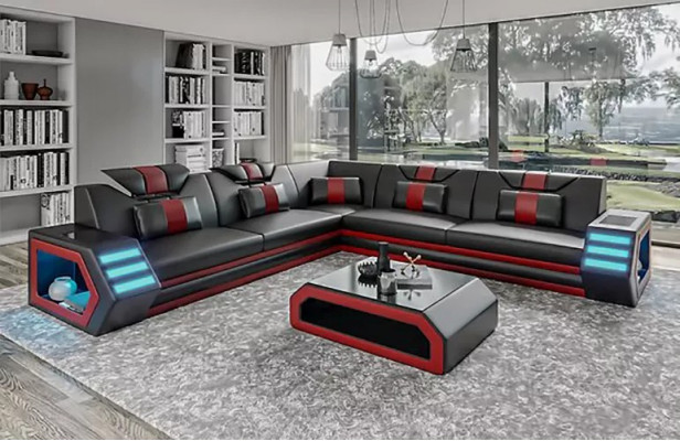 Leren bekleding ontwerp woonkamer hoekbank hoekbank bank bank L-vorm woonlandschap