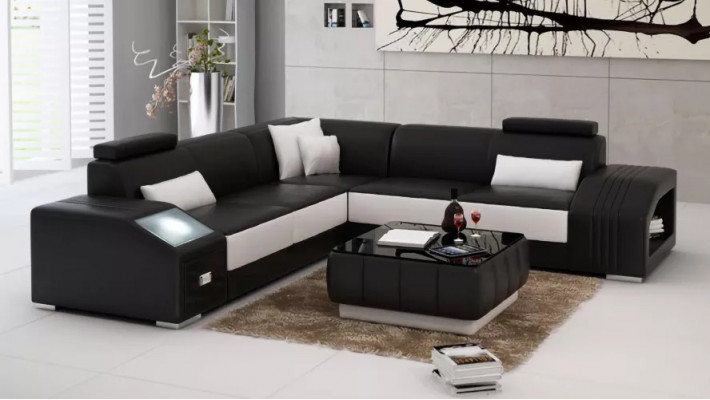 Ontwerp hoekbank woonkamer hoekbank leren bekleding bank bank L-vorm
