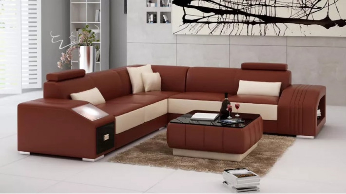 Ontwerp hoekbank woonkamer hoekbank leren bekleding bank bank L-vorm