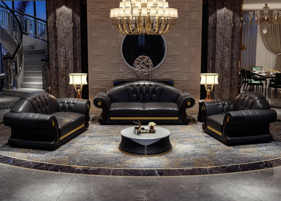 Sofa set 3+2+1 zits woonlandschap gestoffeerde bank bankstel banken leer