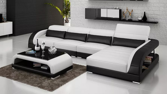 Ontwerp hoekbank hoekbank woonkamer moderne leren bekleding bank sofa