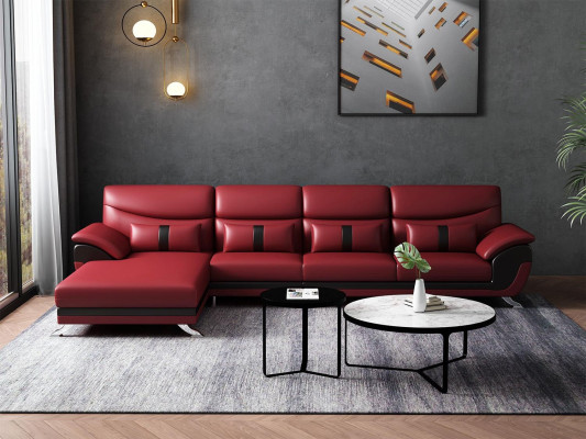 Ontwerp woonkamer leren bekleding hoekbank hoekbank bank bank L-vorm