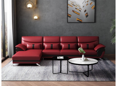 Ontwerp woonkamer leren bekleding hoekbank hoekbank bank bank L-vorm