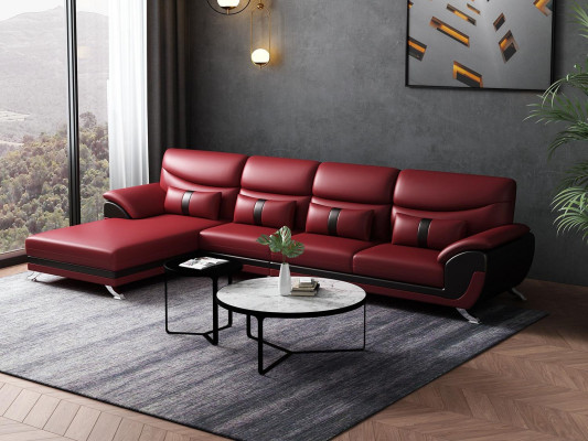 Ontwerp woonkamer leren bekleding hoekbank hoekbank bank bank L-vorm