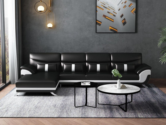 Ontwerp woonkamer leren bekleding hoekbank hoekbank bank bank L-vorm