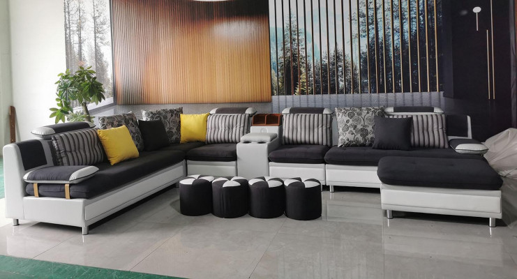 Hoekbank U-vorm Woonlandschap Bank Bank Bekleding Hoekset Stof Bankstellen Nieuw