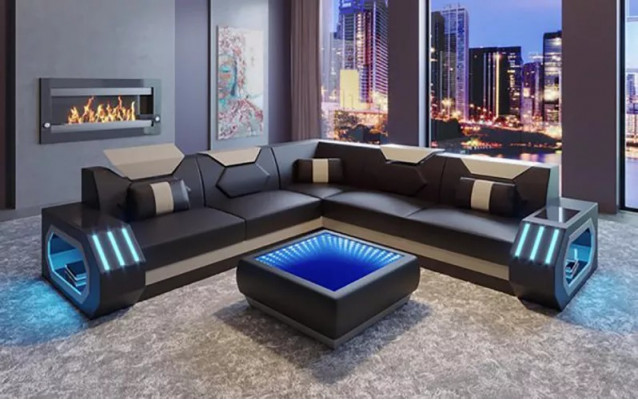 Hoekbank leren bekleding design woonkamer hoekbank bank bank L-vorm woonlandschap