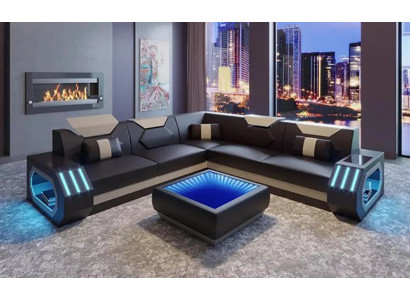 Hoekbank leren bekleding design woonkamer hoekbank bank bank L-vorm woonlandschap