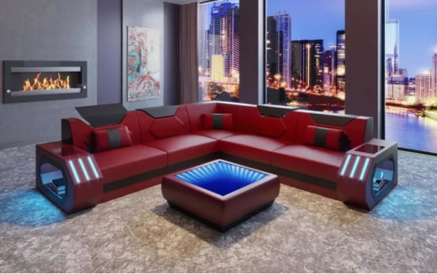 Hoekbank leren bekleding design woonkamer hoekbank bank bank L-vorm woonlandschap