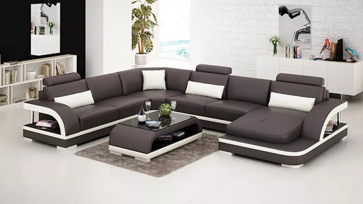 Ontwerp hoekbank woonkamer decor meubels moderne hoekbank lederen bekleding bankstel