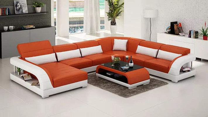 Ontwerp hoekbank woonkamer meubels Moderne hoekbank lederen bekleding bank