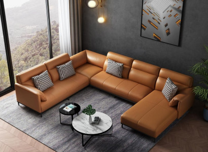 Woonkamer hoekbank design hoekbank meubels lederen bekleding bank bank