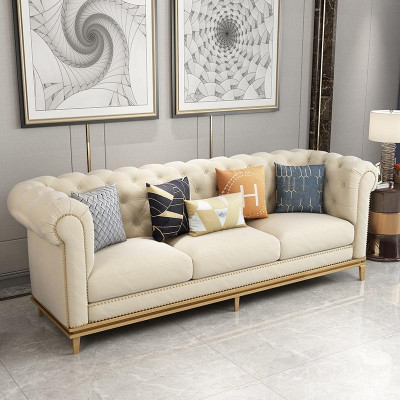Sofaset 3+2 zits leren bank Moderne bank Designer bank Nieuw Chesterfield