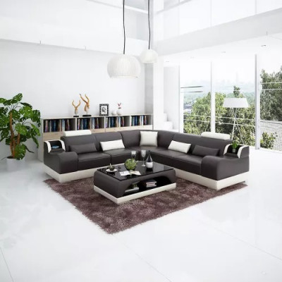 Ontwerp hoekbank woonkamer Moderne hoekbank leren bekleding bank bank.