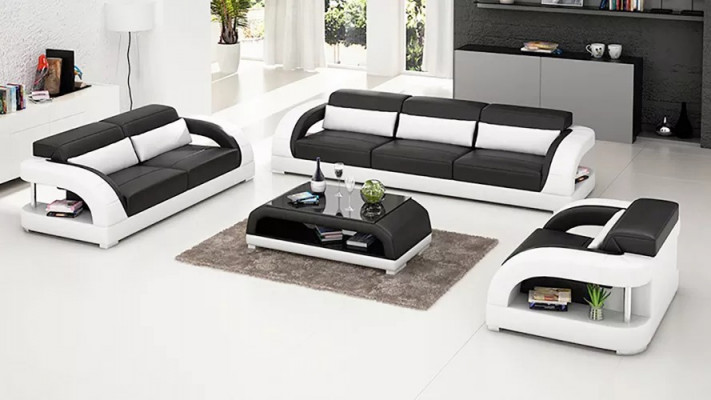 Leren bankstel bankstel 3+2+1 zits + salontafel leren bankstel Moderne bank