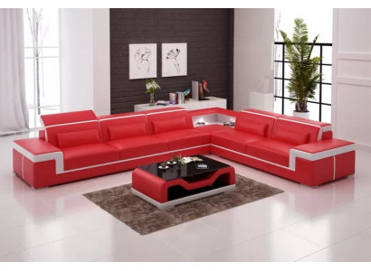Ontwerp woonkamer hoekbank meubels hoekbank lederen bekleding bank bank L-vorm + tafel.