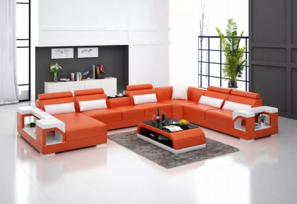 Ontwerp hoekbank woonkamer meubels decoratie Moderne hoekbank leren bekleding bankstel