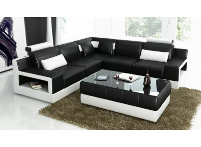 Woonkamer lederen xxl bank landschap sofa moderne designer hoekkussen