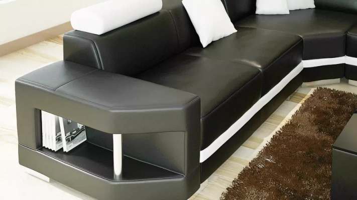 Ontwerp Moderne Woonkamer Hoekbank Meubels Hoekbank Lederen Beklede Bank