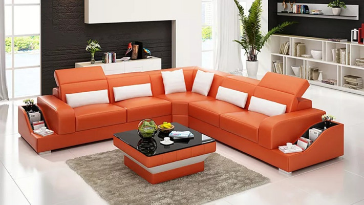 Ontwerp meubelen hoekbank woonkamer hoekbank lederen bekleding bank sofa